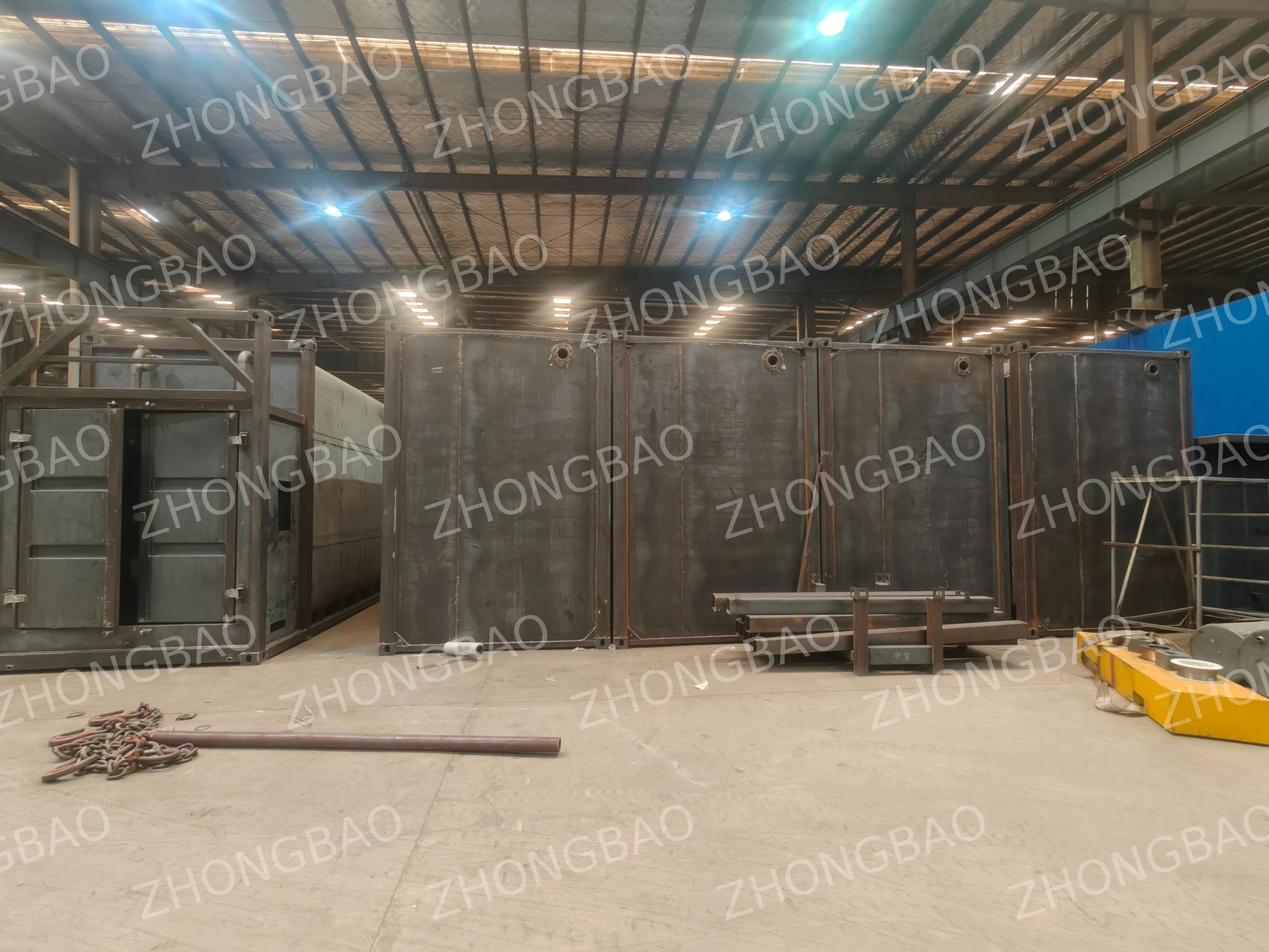 Batch of fabricated tank units in the workshop