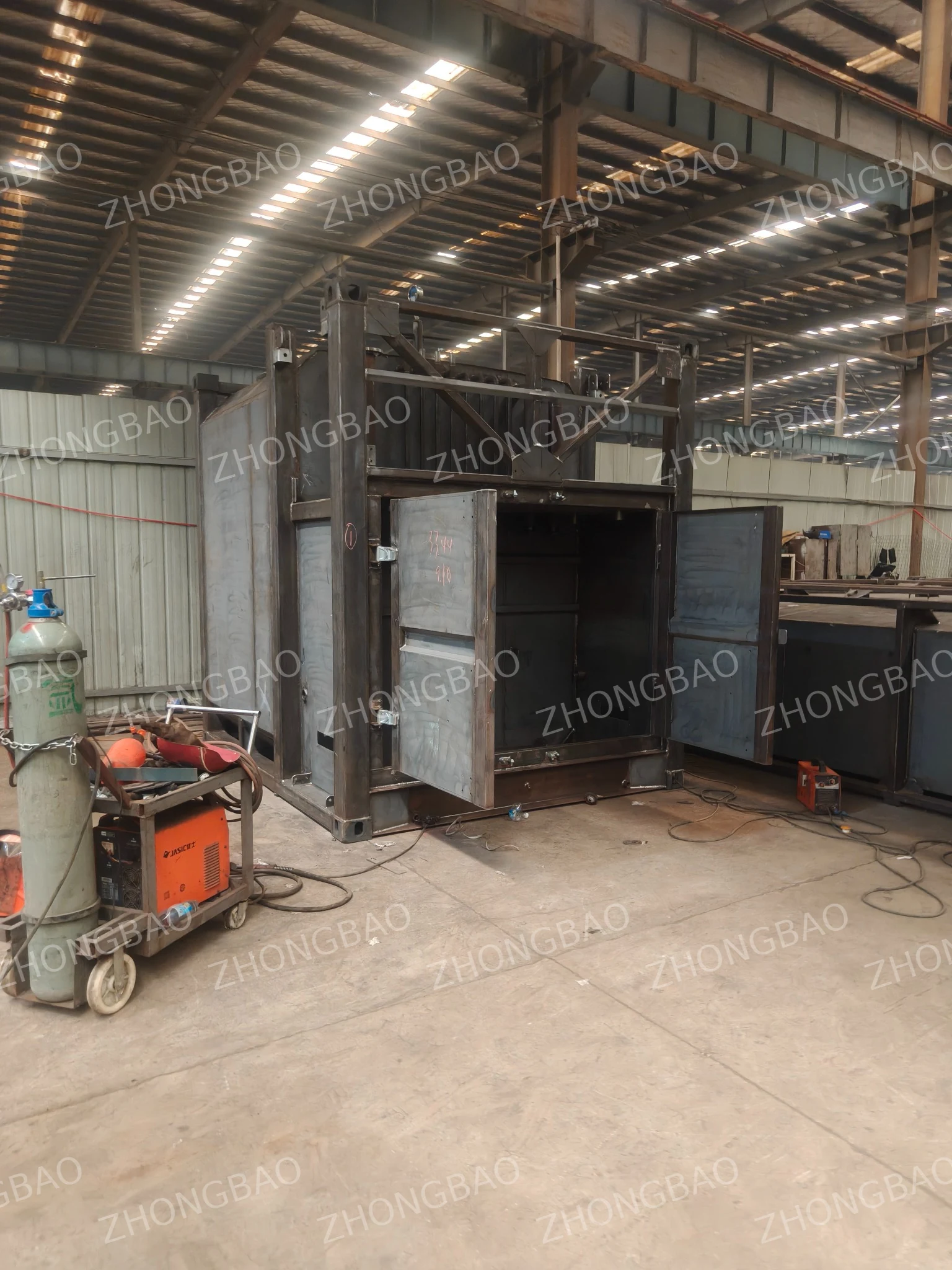 Containerized fuel system structure under fabrication